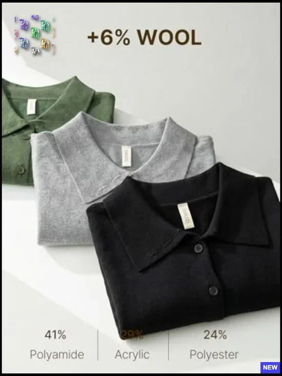 Lightweight Wool Blend Cardigan Classic Lapel Collar Button Down Relaxed Fit - Picture 4 of 7